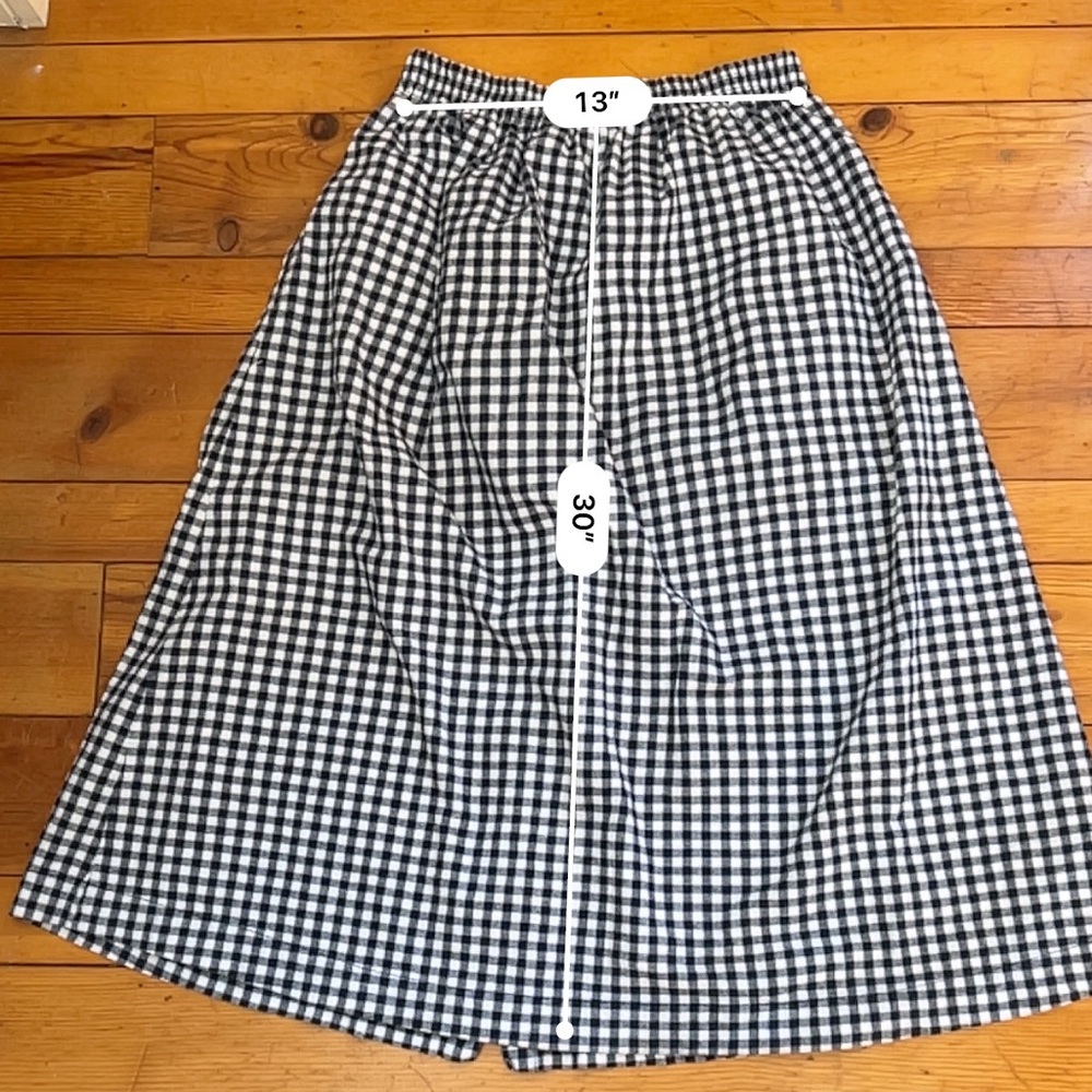 Gingham Button-Front Midi Skirt - Blue/White - Picture 5 of 7